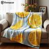 Gingham Orange Citrus Slice Anime Cartoon Flannel Blanket Soft Warm Throw for Bedroom Sofa Car Kids Holiday Gift