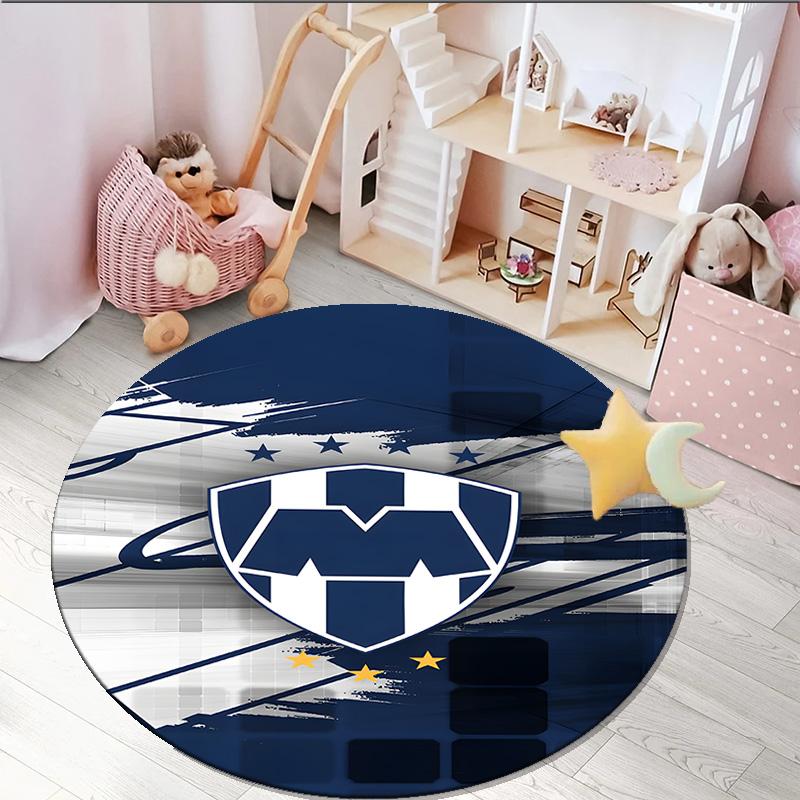 1PC round rug Monter-rey Football Crest Art Printed Round Area Rug ,Rug For Home Office, Round Chair Rug, Decorative Carpet Fan gifts Christmas gift