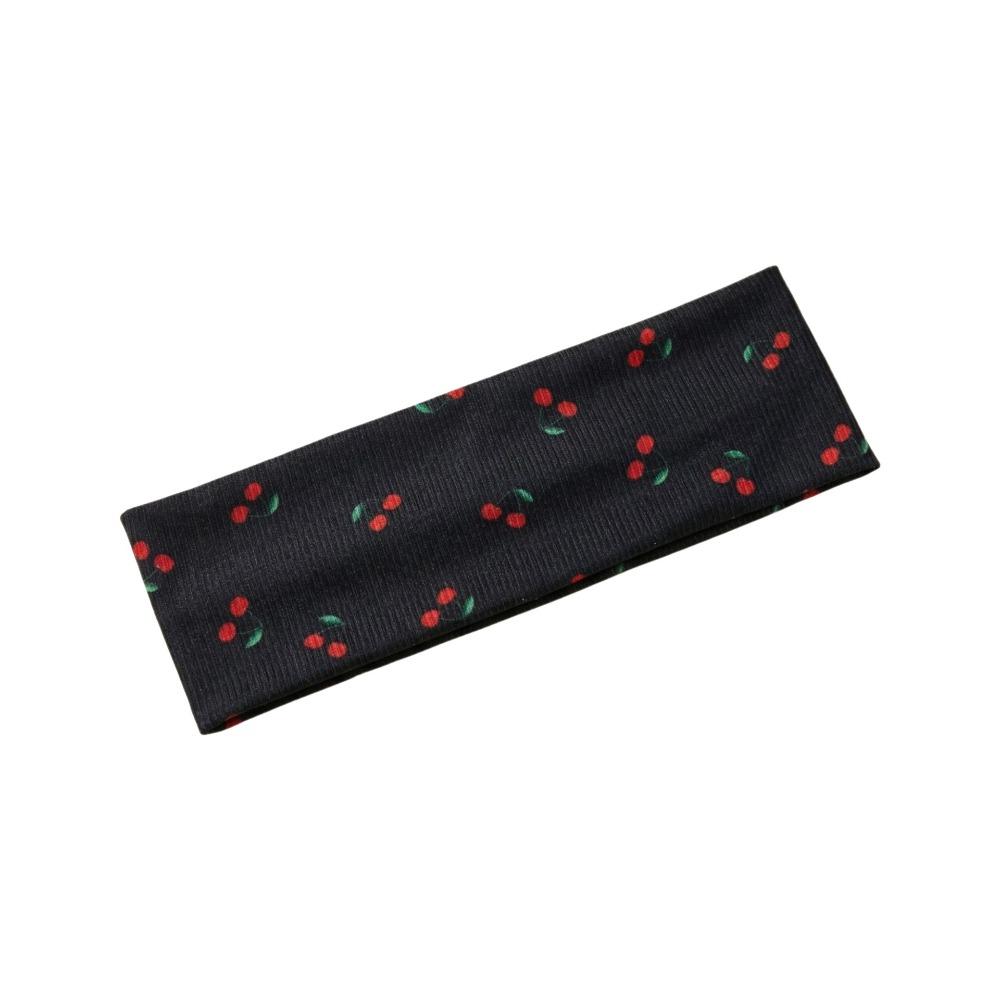 Sweat-absorbent Yoga Headband Elastic Women s Hairband Durable Cherry Print Headwrap Sports чёрный