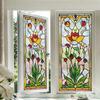 Vintage Window Privacy Film Geometric Stained Glass Flower Decorative Frosted Static Cling Reusable UV Sun Blocking Glass Sticker