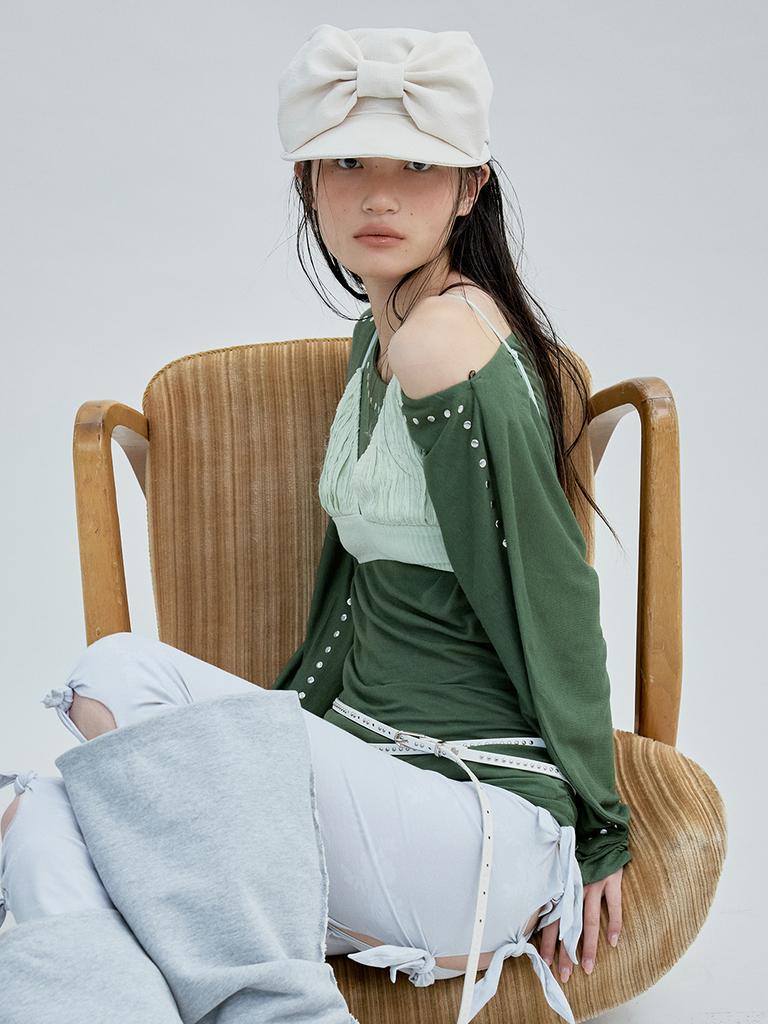 Eosseomnijeu Bellboy Cap_Ribbon_Dot Cream