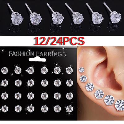 6/12 Paires Boucles d'oreilles Puces Mariage Bijou Cadeau