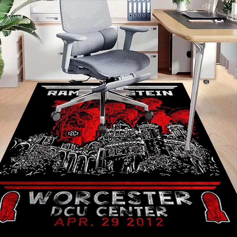 1pc RAMMSTEIN WORCESTER Home Office, Durable Polyester Floor Mat with Easy, Office Decor, Urban Style, Nonslip Backing