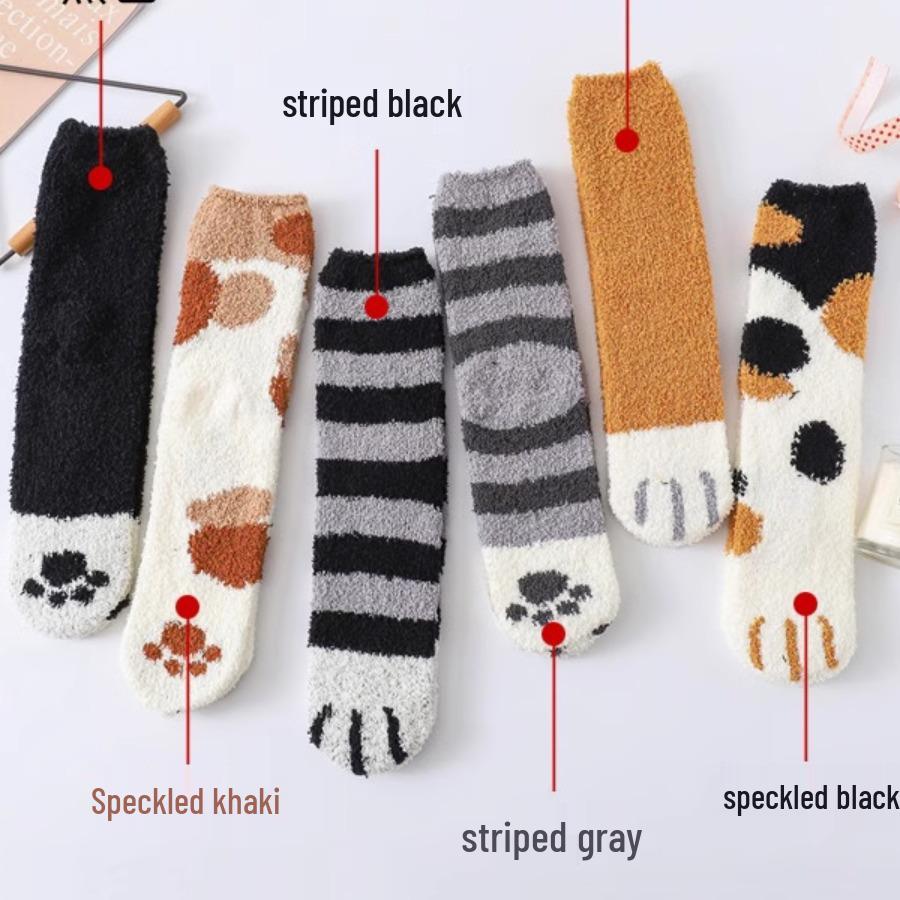 Women's Winter Velvet Coral Fleece Socks - Cute Japanese Style Fluffy Home & Sleep Socks