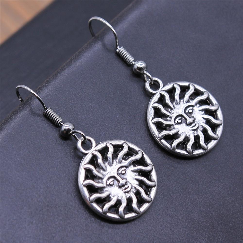 Vintage Totem Earring Sun & Moon Dangle Earrings Geometric Women Dangle Earrings Star Moon Female Korean Jewelry