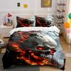 "Fire Skull Art Home Decor" Soft Skin-Friendly Bedding Set Includes 1 Duvet Cover And 2 Pillowcase Gift