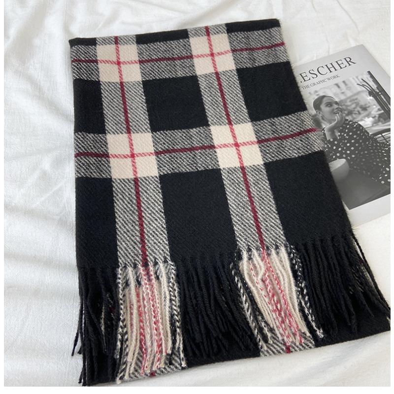 Plaid Scarf Women's New Autumn and Winter Fashion Imitation Cashmere Fringed Shawl Thickened Warm Scarf Windproof, Warm & Decorative, Casual Shawl