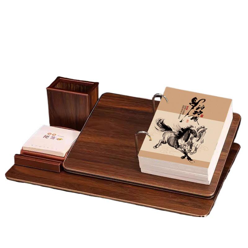 2026 Chinese Style Wooden Desk Calendar with Custom Logo & Pen - 365-Day Multifunctional Office Calendar