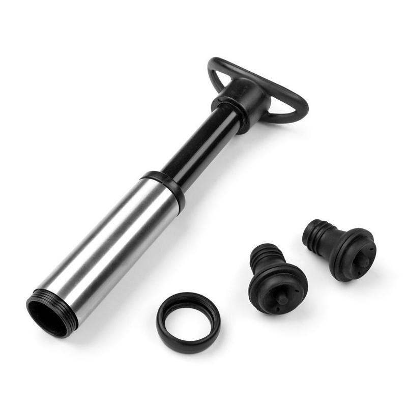 Pumping Wine Stopper Stainless Steel Wine Saver with 2 Bottle Stoppers Wine Fresh Keeping 14 Days KC0818-2