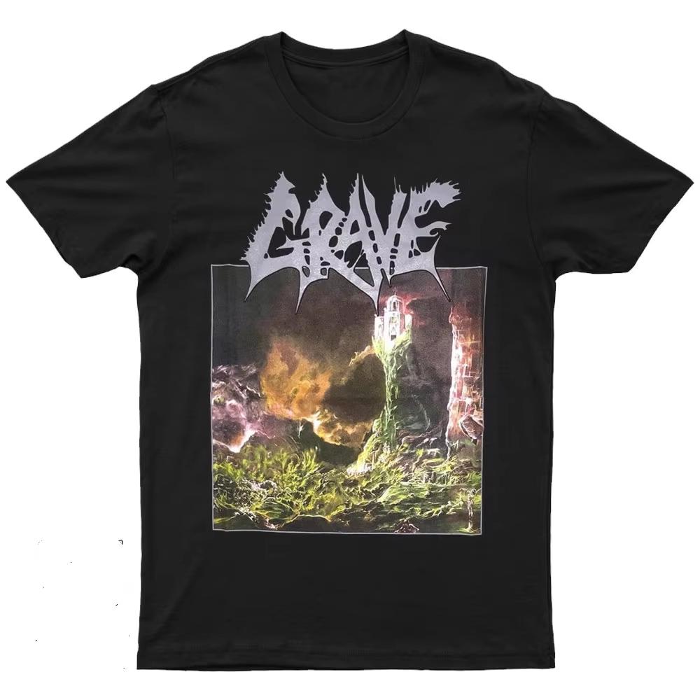 2025 New GRAVE - Into The Grave Printed Unisex Street Fashion Trend Short Sleeved Pure Cotton Round Neck