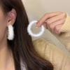 New Trendy 111 Silver Needle White Plush C-shaped Earrings, Gentle Temperament, High-end Stud Earrings, Earrings for Women