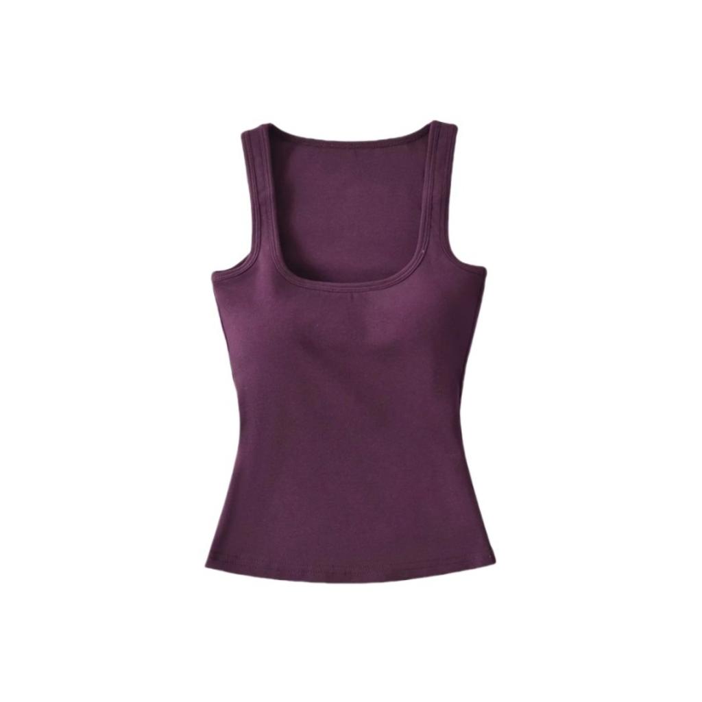Women's Square Neck Sleeveless Tank Top Slim Fit Solid Color Basic Casual Camisole