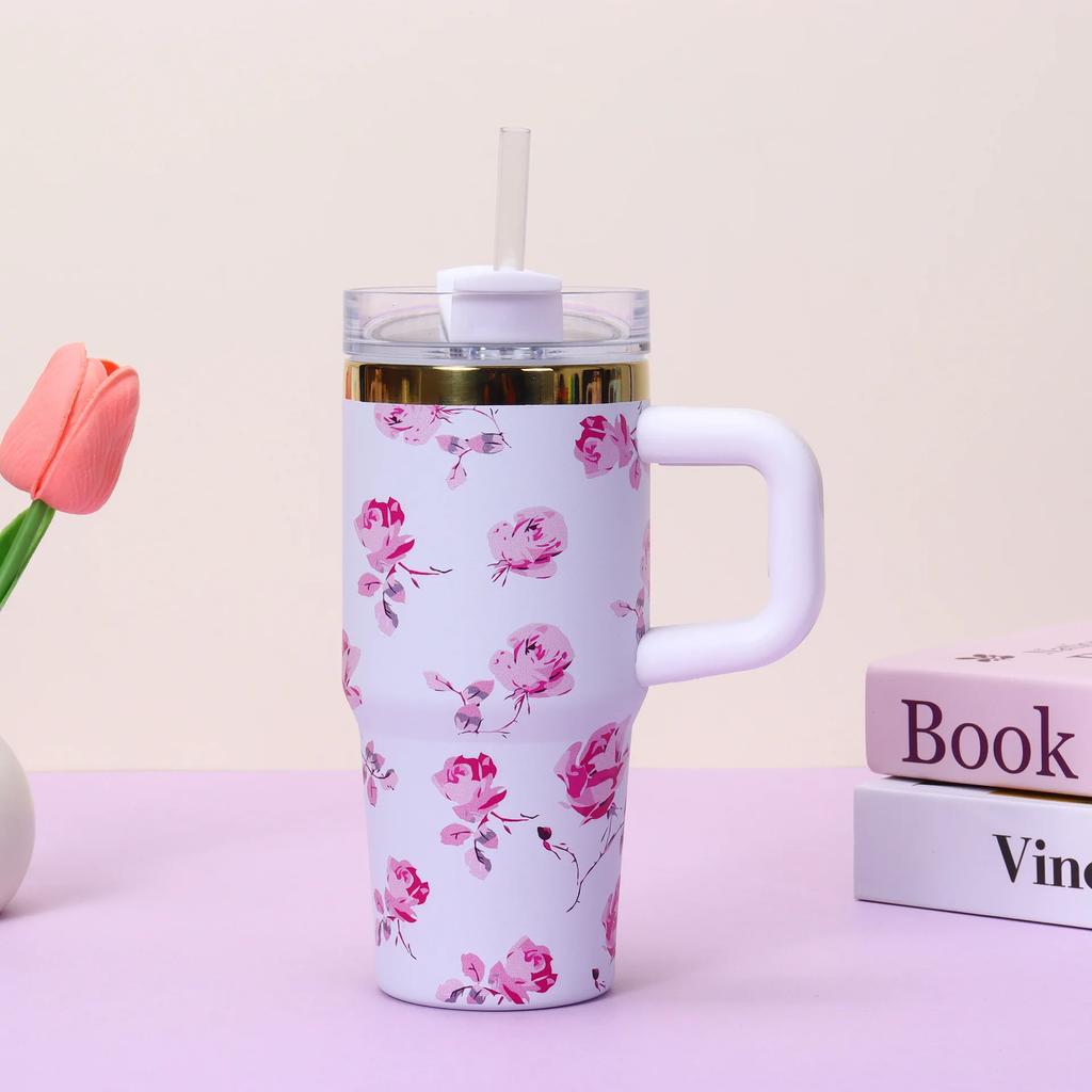 14oz Thermal Coffee Cup Car Cup with Straw Stainless Steel Vacuum Insulated Tumbler Thermal Iced Travel Cup for Outdoor