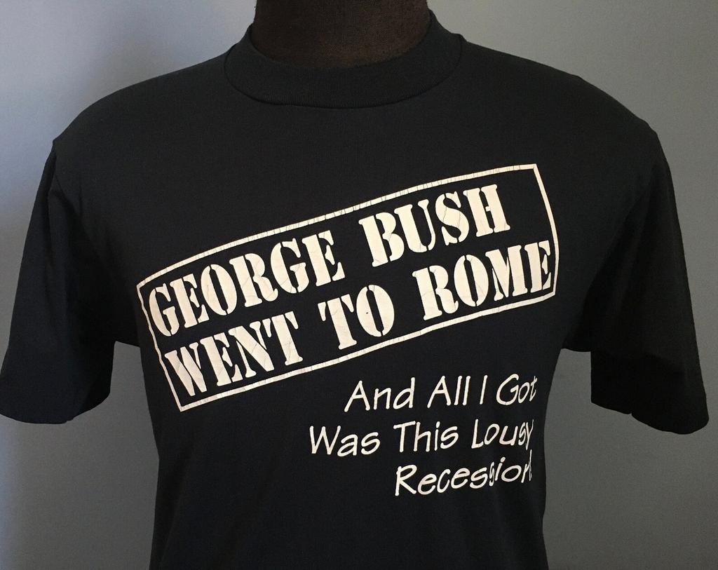 Vintage 90s George Bush comedy T-Shirt - 1990-1991 Anywhere But America Tour - MEDIUM