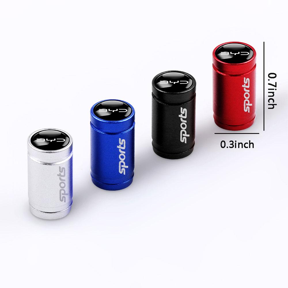 4Pcs Metal Car Wheel Tire Valve Caps Tyre Rim Stem Covers Airdust Waterproof For BYD Song Plus Atto 3 Han EV Tang DM Qin Dolphin