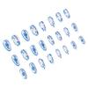 White Press On Nails with Blue Flower Print Chip-Proof Smudge-Proof Fake Nails for Shopping Traveling Dating