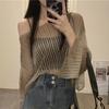 Gradual Change of Color Spice Girl Short Hollow Thin Knitted Sweater Top Women's Summer Lazy Wind Casual Loose Sunscreen Blouse