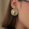 Salircon 2026 New Fashion Vintage Round Geometry Stud Earring Women Stainless Steel Gold Color Waterproof Jewelry Accessories