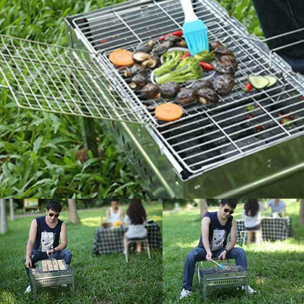 Silver Steak Meat Fish Net Size BBQ Net Tools Vegetable Barbecue Grilling Basket Grill  Rotisserie Grill  Barbecue Grill  Cucina