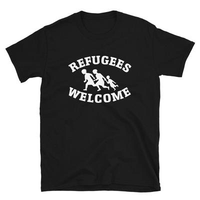 230 g/m², 100 % Baumwolle, Willkommensshirt für Flüchtlinge