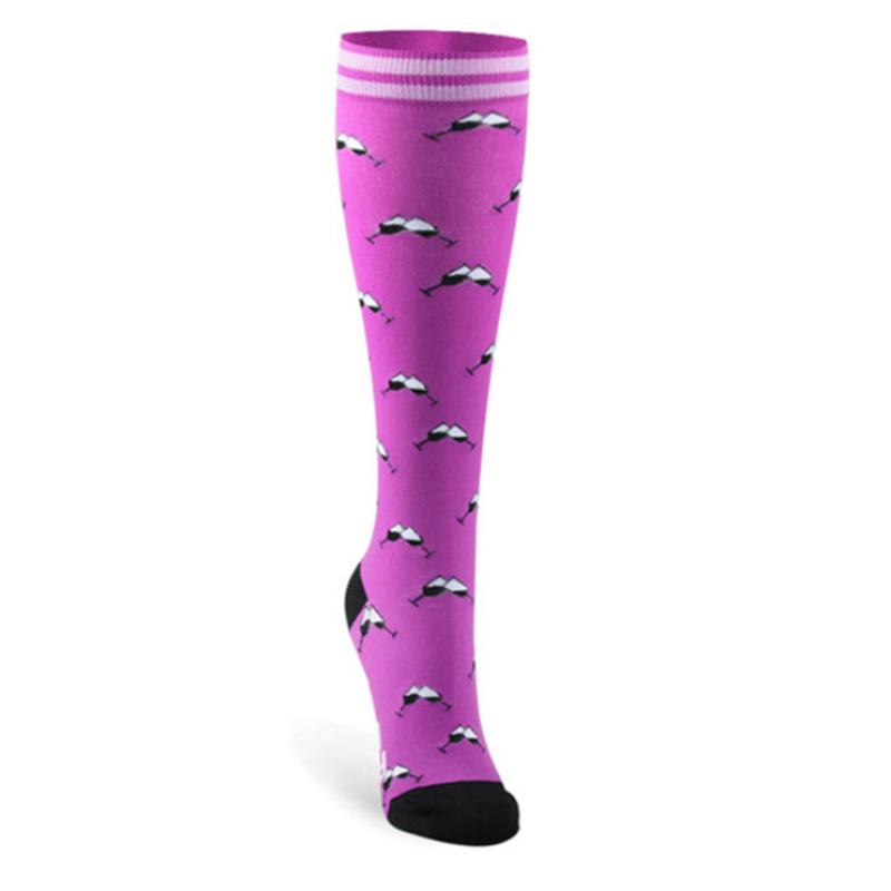 Huayasx Sports Compression Socks Pressure Rhombic Stripes Ball Love Hearts Stars Leopard Arrow Elastic Stockings Outdoor Sports