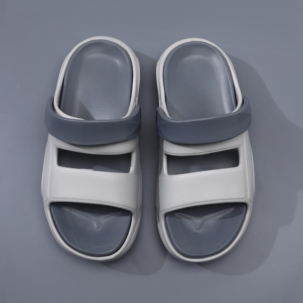 Summer Thick Sole Slippers Men Eva Soft Bottom Sandals Beach Shoes Male Outdoor Casual Breathable Anti-Slip Dual-Purpose Thick-H
