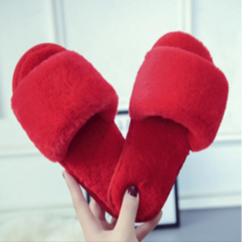 

Хлопковые тапочки осень и зима с открытым носком плюшевые моп на одной линии для гостиной, моп для пола в помещении, удобная мягкая подошва 36-37 красный