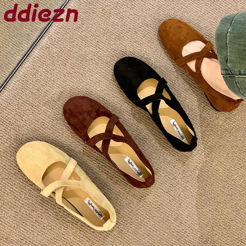 Fashion Fashion Flock Women Flats Slip On Shoes Soft Female Shallow Footwear Round Toe Ladies Mary Janes Flats Shoes  lady