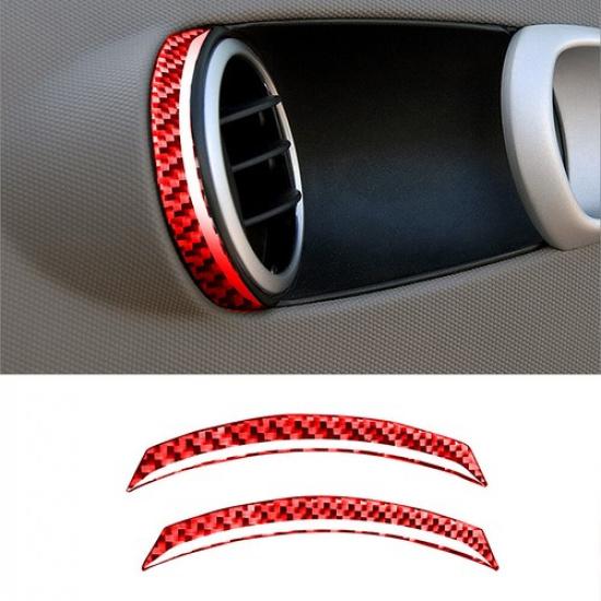 2Pcs Red Carbon Fiber Door Air Vent Outlet Cover Trim For Nissan 350Z 2003-09