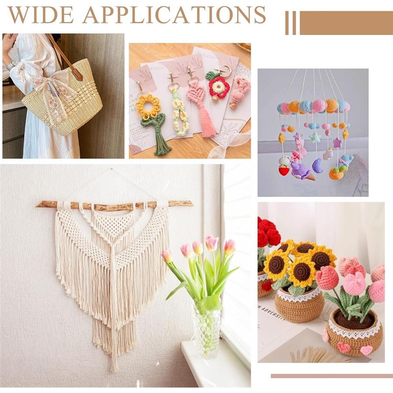 Wood Wooden Macrame Board 11X11 Inch With 40 Meter Cotton Cord, 10Pcs Keychains, Pins Set For Braiding Weaving Supplies Kit