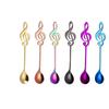 Colorful 6 Pcs Stainless Steel Tea Spoons Set Metal Music Coffee Spoon Ice Cream Candy Teaspoon Rose Gold Spoon