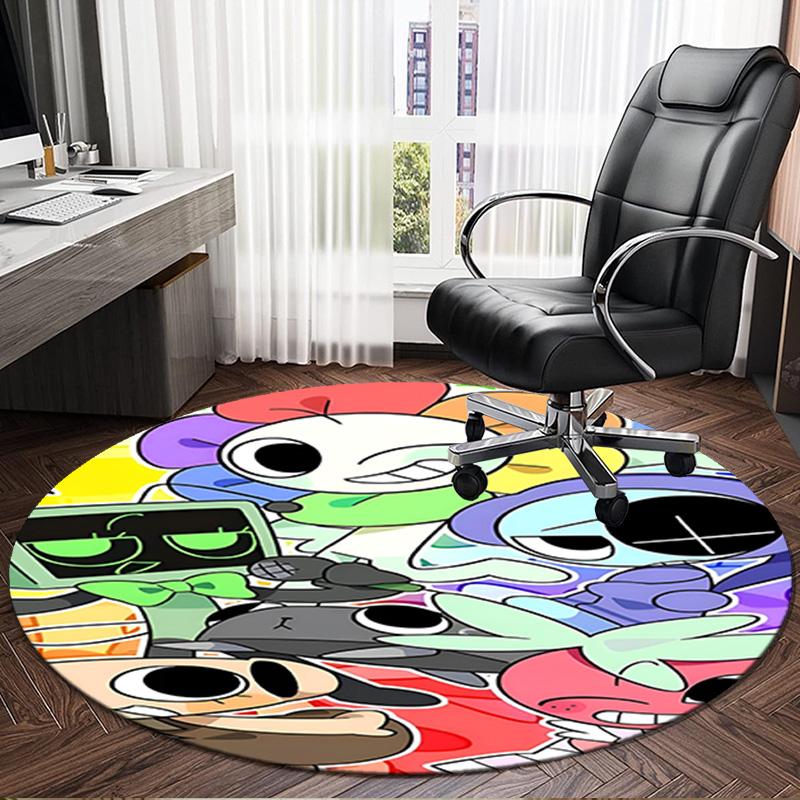 1PC Colorful Cartoon Dandy Round Rug, Non-slip Chair Mat, Home Decor, Circle Carpet Perfect for Office, Bedroom, Living Room,Christmas gift