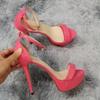 Women Sandals New 14cm Sexy Supper High Heels Patent Leather Nighclub Open Toes Platform Sandal Party Wedding Shoes Shoe