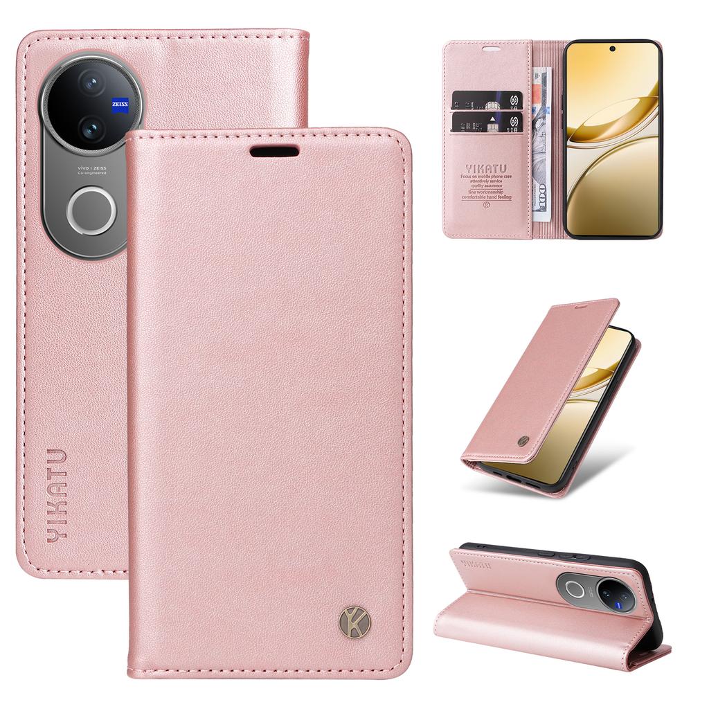 For Vivo V50 5G Phone Cases YIKATU Magnetic Closure PU Leather Mobile Cover  -  Light Purple