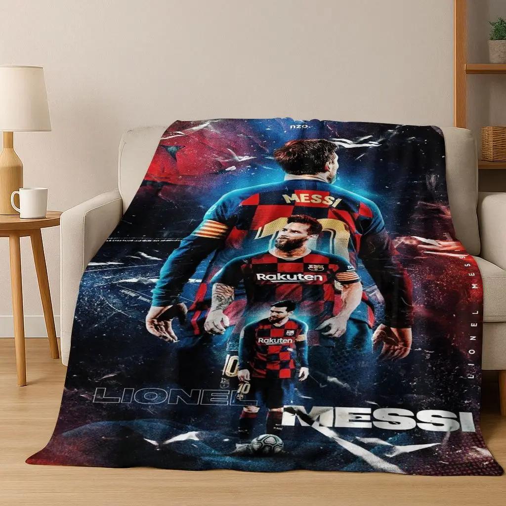 Coperta in Flanella con Disegno Animato M-Messi Capra Stella del Calcio, Coperta Morbida e Accogliente per Casa Camera da Letto Letto Divano Coperta da Picnic