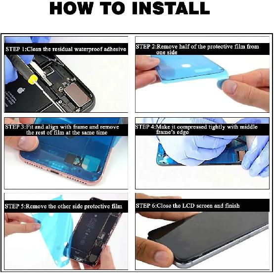 2 PCS Pre-Cutted Screen Sealing for iPhone 13 14 15 16 Waterproof  Adhesive Sticker Sided Tape Seal for 14 plus pro max Repair