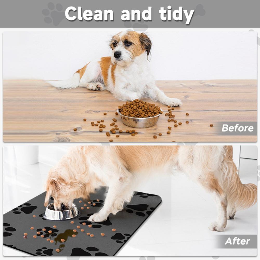 2pcs Pet Feeding Floor Mat Water-absorbing Cool and Non-slip Mat Special Wipe-free Pet Pad