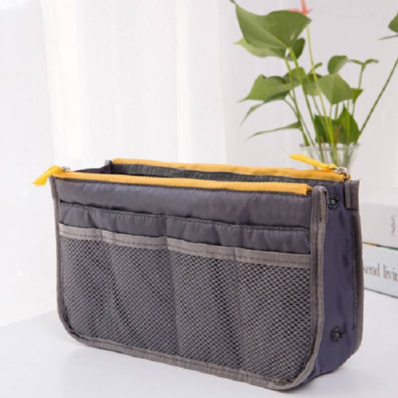 

Storage Fashion Bag Simple Classic Portable Double Zipper Wash Multifunctional сірий