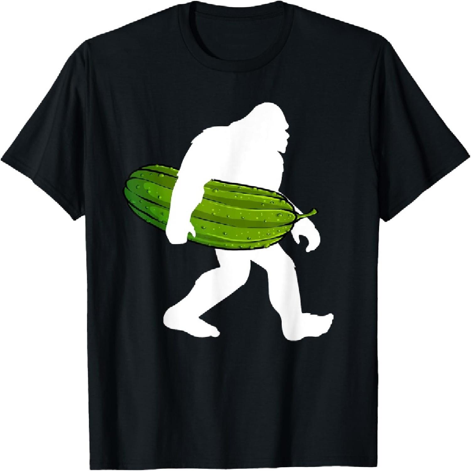Pickle Art For Men Women Kids Bigfoot Cucumber Pickle Lover T-Shirt S