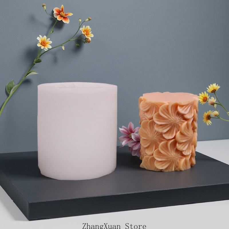 Geprägte florale Zylinder Silikonformen für Epoxidharz handgemachte Seife Fondantformen Schokoladenformen