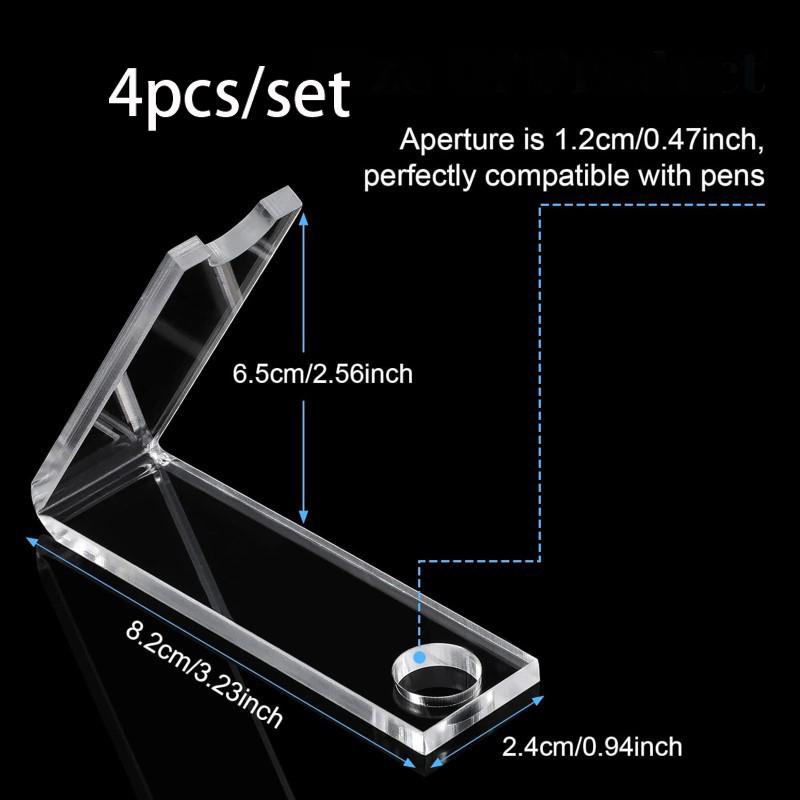 

4/10pcs Transparent Acrylic Pen Display Stand Desk Pencil Holder Multifunctional Brush Storage Rack 3.23x0.94x2.56inch 4pcs