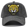 Three-dimensional Embroider Baseball Cap Leopard Embroidered Peaked Cap Washed Distressed Curved Brim Hat Sun Hat Cb354 Cotton