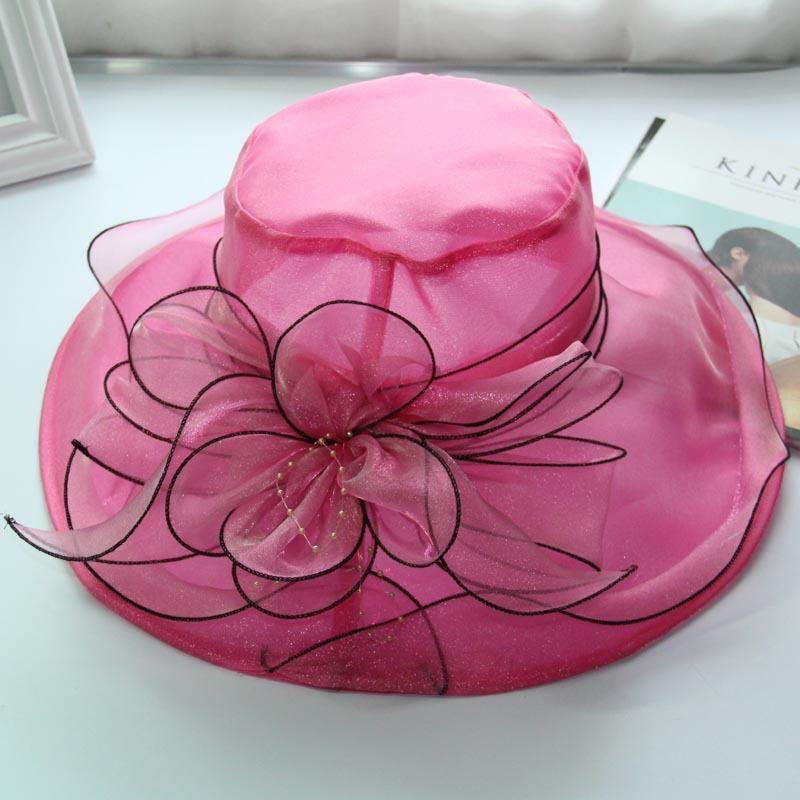 Spring and Summer Korean Version of Retro Flower Mesh Sun Hat Organza Beach Sun Hat Top Hat