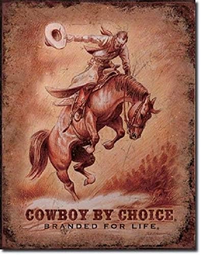

SRongmao Cowboy by Choice Branded for Life Saddle Bronc Wall Art Decor Metal Tin Sign in NewAluminum 20x30cm（7.8x11.8inch）