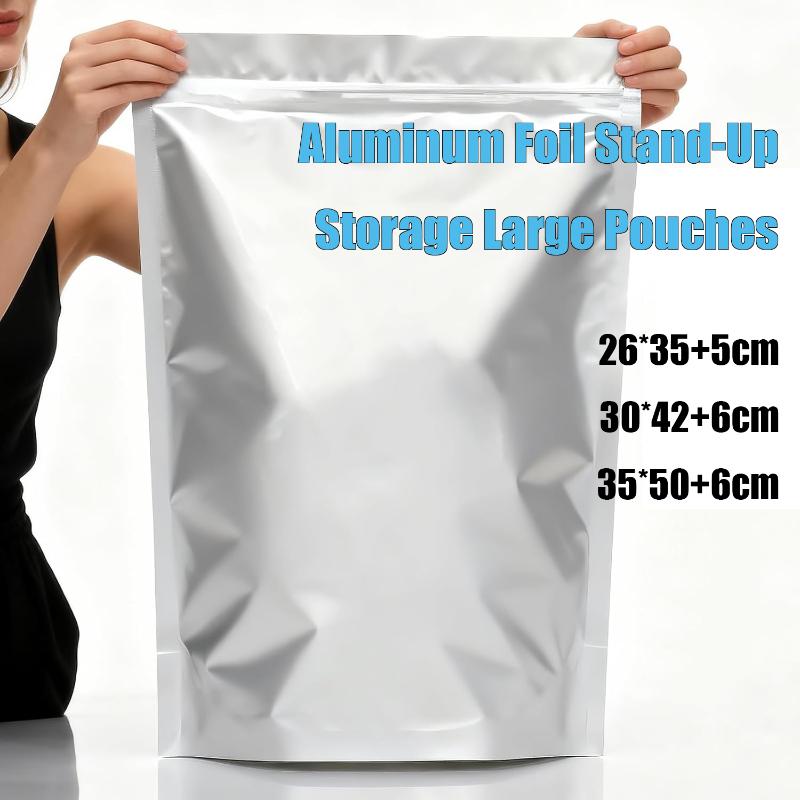 10Pcs Aluminum Foil Stand-Up Bags Reusable Airtight Smell Proof Resealable Storage Large Pouches