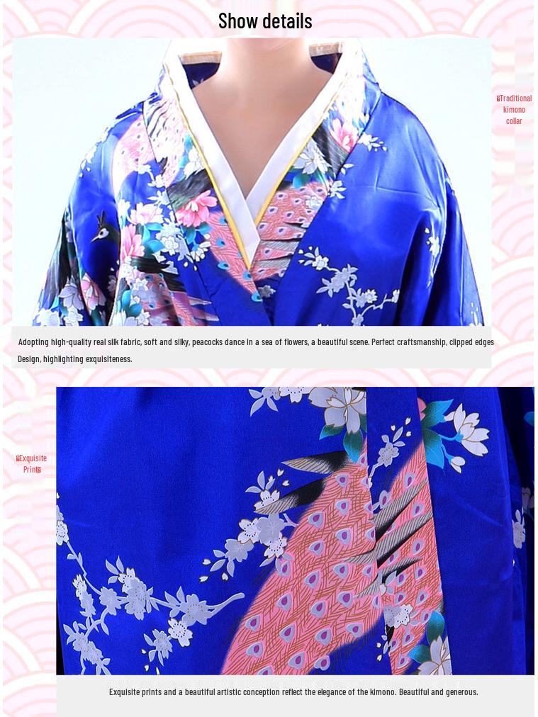 Dámske tradičné japonské kimono na cosplay, fotografovanie a javiskové vystúpenie