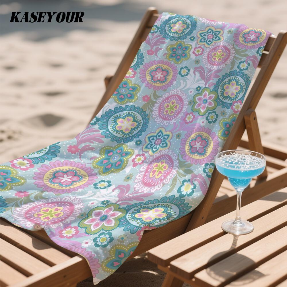 Pastel Floral Medley Oversized Microfiber Beach Towel Sand Proof Quick Dry, Absorbent for Swimming Pool Travel Camping