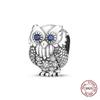 Compatible With Authentic Bangle Bracelets Zircon Owl Glow Firefly Starmoon Copper Charm Bead Charms Do It Yourself Womens BirthdayJewelry Gift
