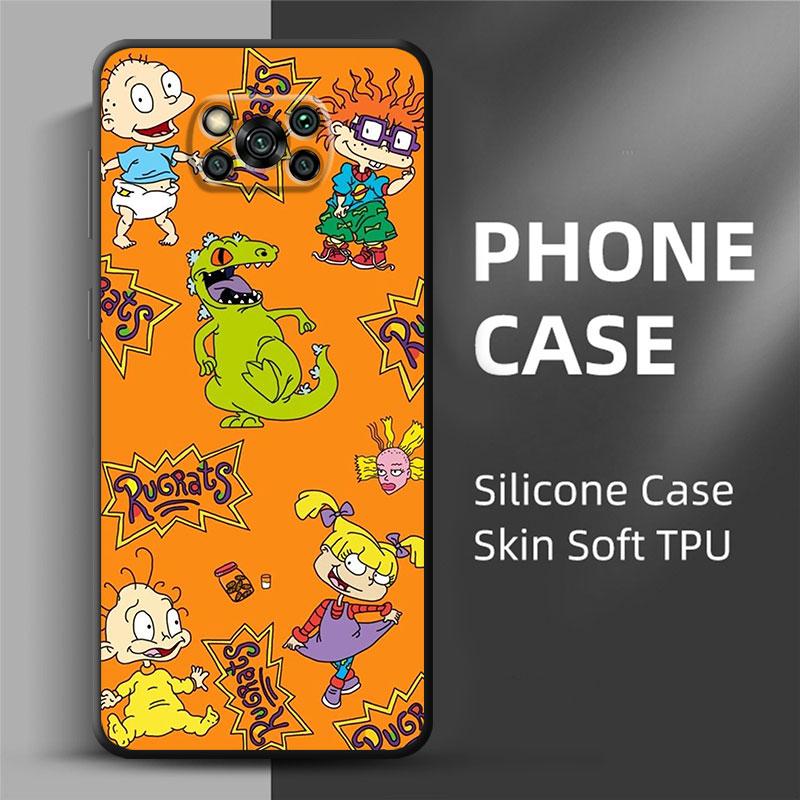 Cartoon-Rugrat Anime Handyhülle für Poco X4 M3 F1 X3 NFC M4 5G F4 C40 X3 Pro F3 GT M3 Pro X3 GT Schwarz Weiche Hülle Luxus Funda