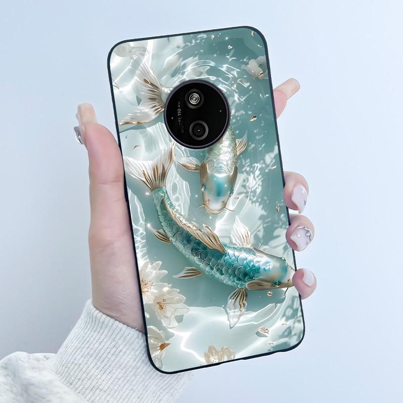 Phone Case For Nokia 125 HMD 110 4G 2024 Casing Luxury Cute Love Rabbit Funny Cartoon Black Matte Soft Silicone Shockproof Cover